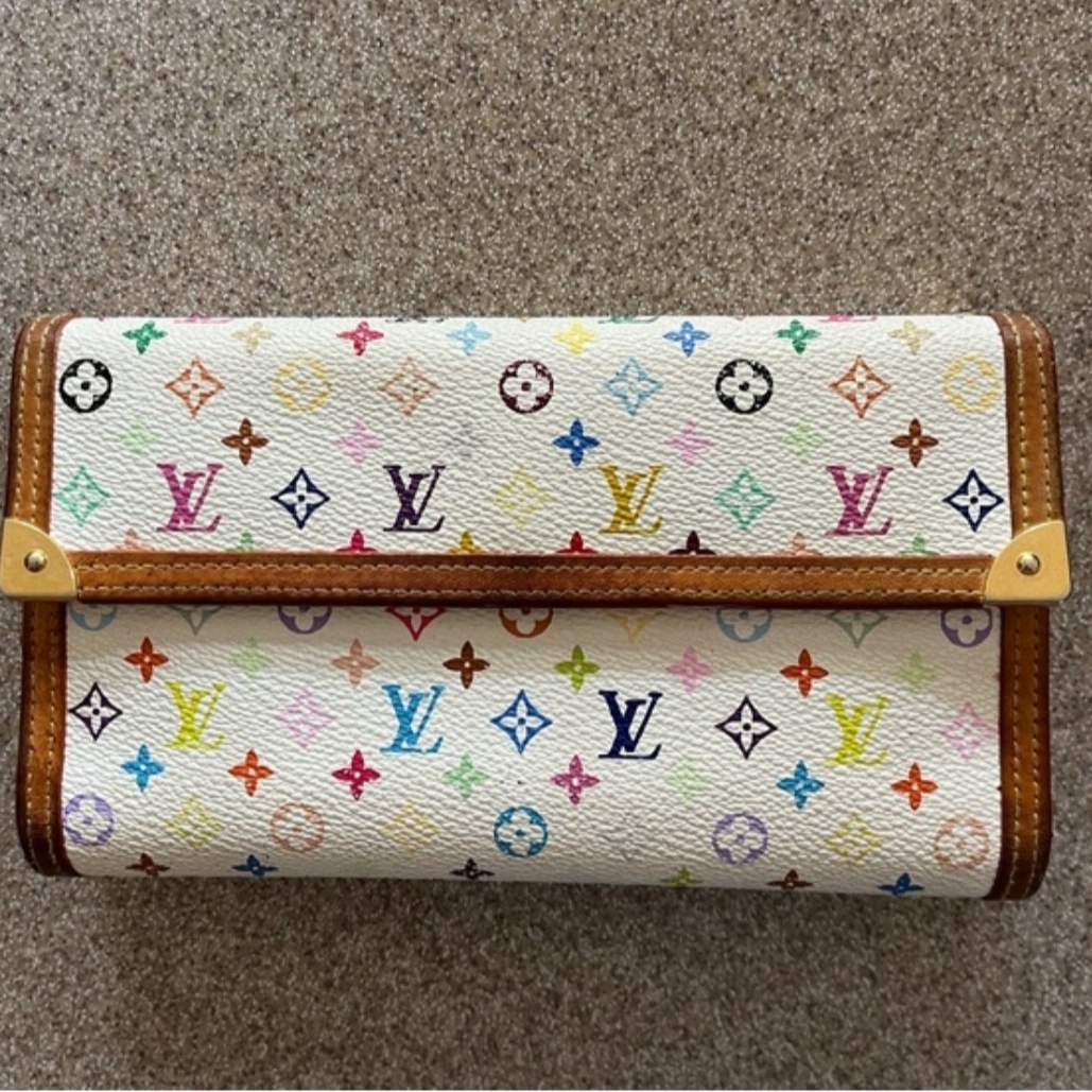 Louis Vuitton White Murakami Monogram Multicolor Long Wallet